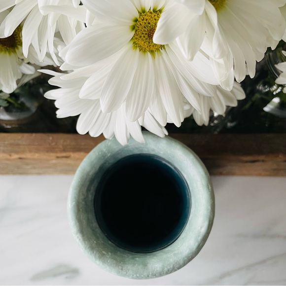 Isabel Bloom•Vintage 1999•Cast Concrete• Frosted Blue/Green•Iris Vase w/Insert🌼 - Picture 11 of 12